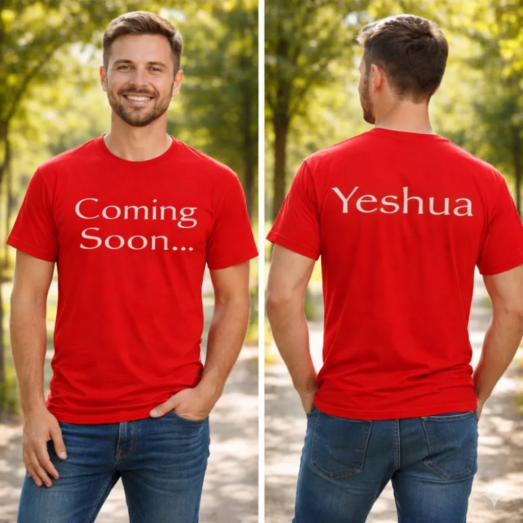 Red Coming Soon and Yeshua campaign shirt